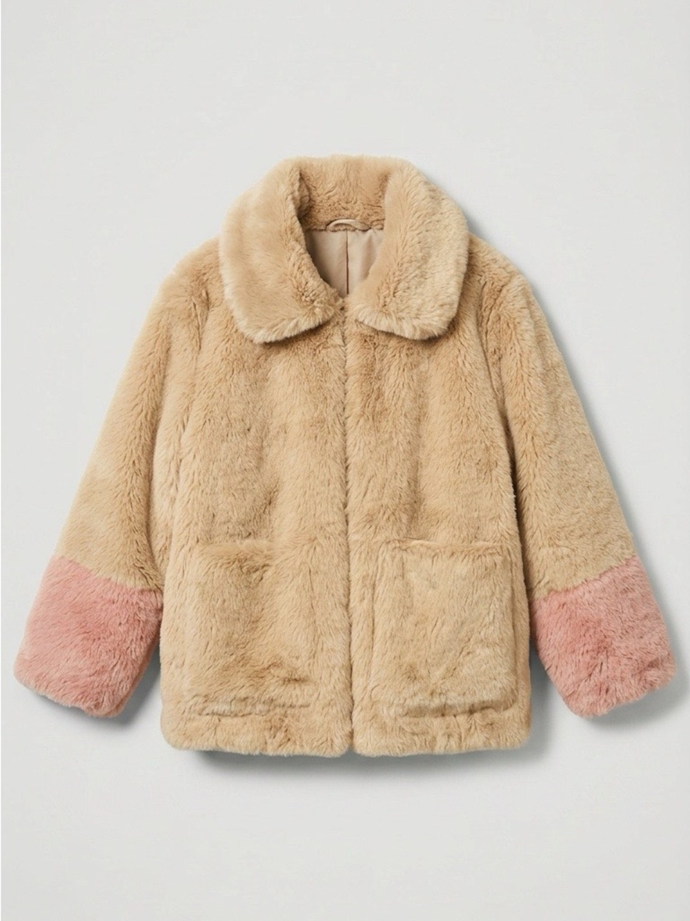 Zara Girls Faux Fur Coat Tan & Pink Size 10 (140 cm) - Picture 5 of 17